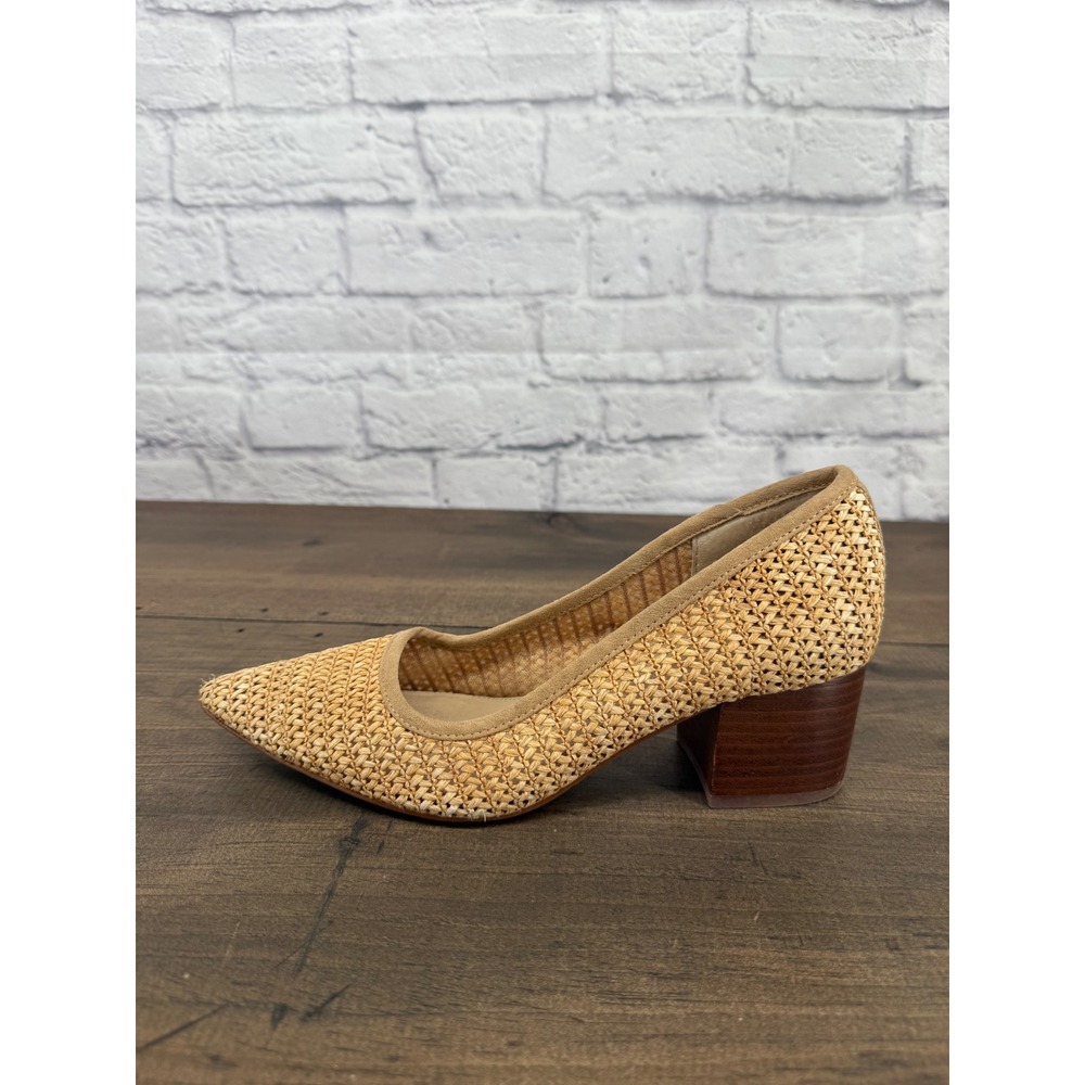 Vince Camuto Raffia Woven Block Heel Pumps Coastal Chic Old Money Quiet Luxury 7 - Picture 9 of 13